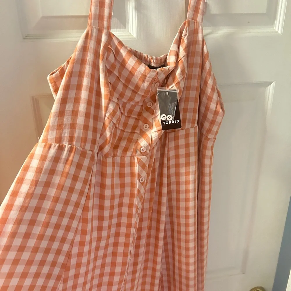 Torrid Orange Gingham Midi Dress NWT - Picture 6 of 8